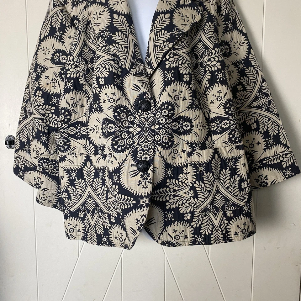Chaqueta Blazer Caslon Mujer Acolchada Talla 24W Floral Boho Artística Western Abstracta Foto 4 de 4