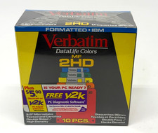 Vintage Verbatim DataLife Colors 3.5" Floppy Disks 10 Pack MF-2HD 1.44MB Sealed
