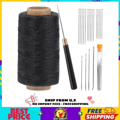 Upholstery Repair Sewing Thread Kit, 273 Yards Waxed Thread Needle Straight Awl