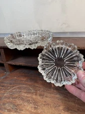 Pair of Vintage Pressed Glass Ashtrays 5.5 in. & 4.5 in.