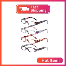 Kerecsen Women's Reading Glasses 4 Pairs Ladies Fashion Spring Hinge Readers (Co