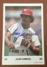 JUAN SAMUEL Signed 1986 Tastykake Postcard Philadelphia Phillies #8