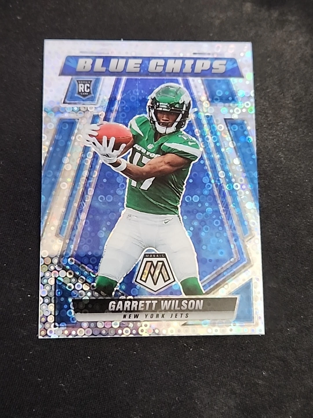 Garrett Wilson Panini Mosaic Blue Chips #BC7 No Huddle Silver