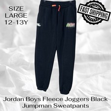 Jordan Boys Fleece Joggers Black Jumpman Sweatpants Size Large 12-13Y FAST SHIP