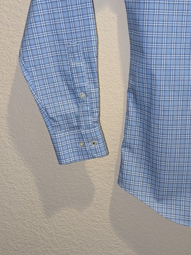 NWT Banana Republic Dress Shirt Mens Non Iron Camden Blue Plaid Button Up S - Picture 7 of 12