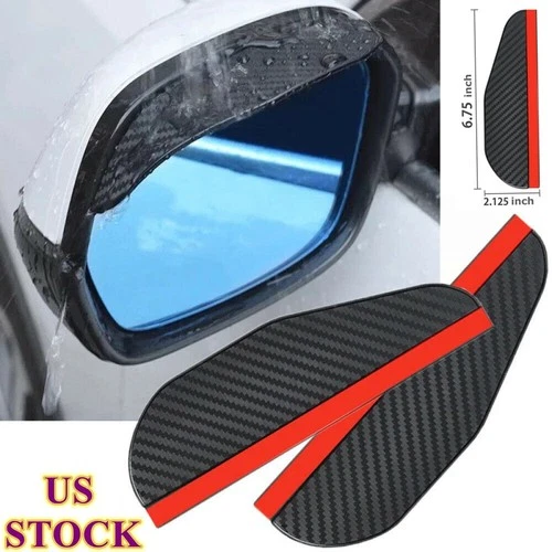 2Pcs Carbon Fiber Automotive Rearview Mirror Rain And Sun Cover Self-Adhesive