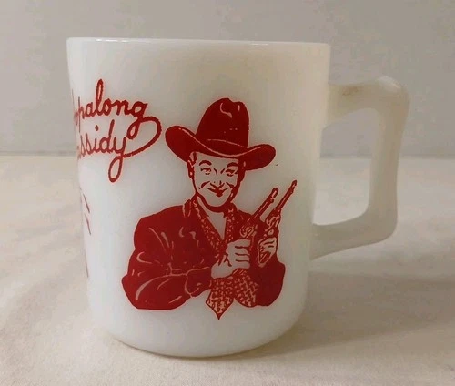 Vintage Hopalong Cassidy Mug Child Size White Milk Glass Western Kids Cup