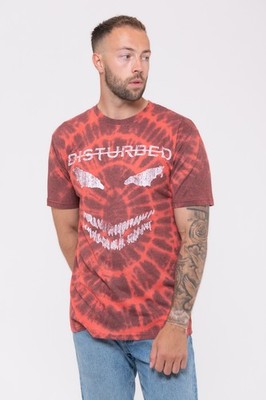 Disturbed T Shirt Scary Face Band Logo new Official Unisex Dip Dye Red Unisex