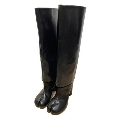 Women Tabi Knee High Boots Pull On Block Round Heel Party Pumps Tall Long Boots
