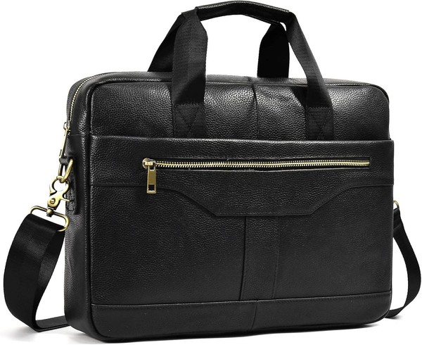 Laptoptasche 15,6 Zoll Leder Schwarz Aktentasche UmhäNgetasche FüR Herren-image