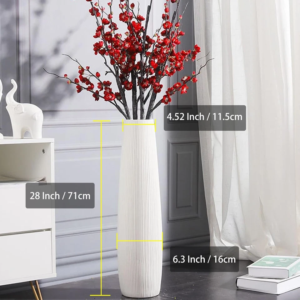 Ceramic Big White Floor Vase, Tall Floor Vase, Large Decorative Flower Vases ... - Image 2 of 4