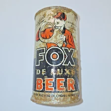 Fox DeLuxe Beer Instructional (OI) flat top beer can-early 1936 (L-291)