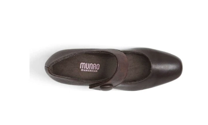 Zapatos de salón de cuña Munro Jenna de cuero marrón para mujer Z5143* talla 9 M Foto 3 de 4