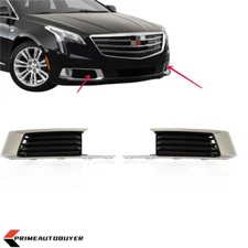 Fits 2018-2019 Cadillac XTS Front Fog Light Lamp Covers Bezels Chrome Trim Pair