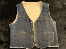 Vintage XL Denim Sherpa Lined Snap Vest Cowboy/Farmer Workwear Quality Made
