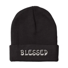 Beanies for Men Blessed Embroidery God Winter Hats Women Acrylic Skull Cap