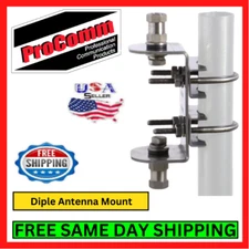 ProComm DP4M Dipole Antenna Mount Bracket 3/8-24 Studs CB Radio Stainless Steel