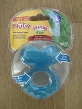 Nuby Silicone Teethe-Eez Teether with Bristles & Hygienic Case 3M+