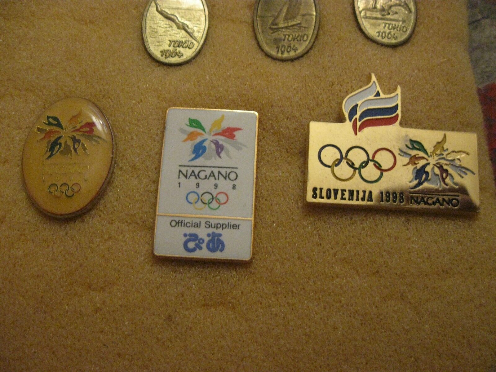 3 RARE OLD 1998 NAGANO WINTER OLYMPIC GAMES METAL PRESS PIN BADGES 