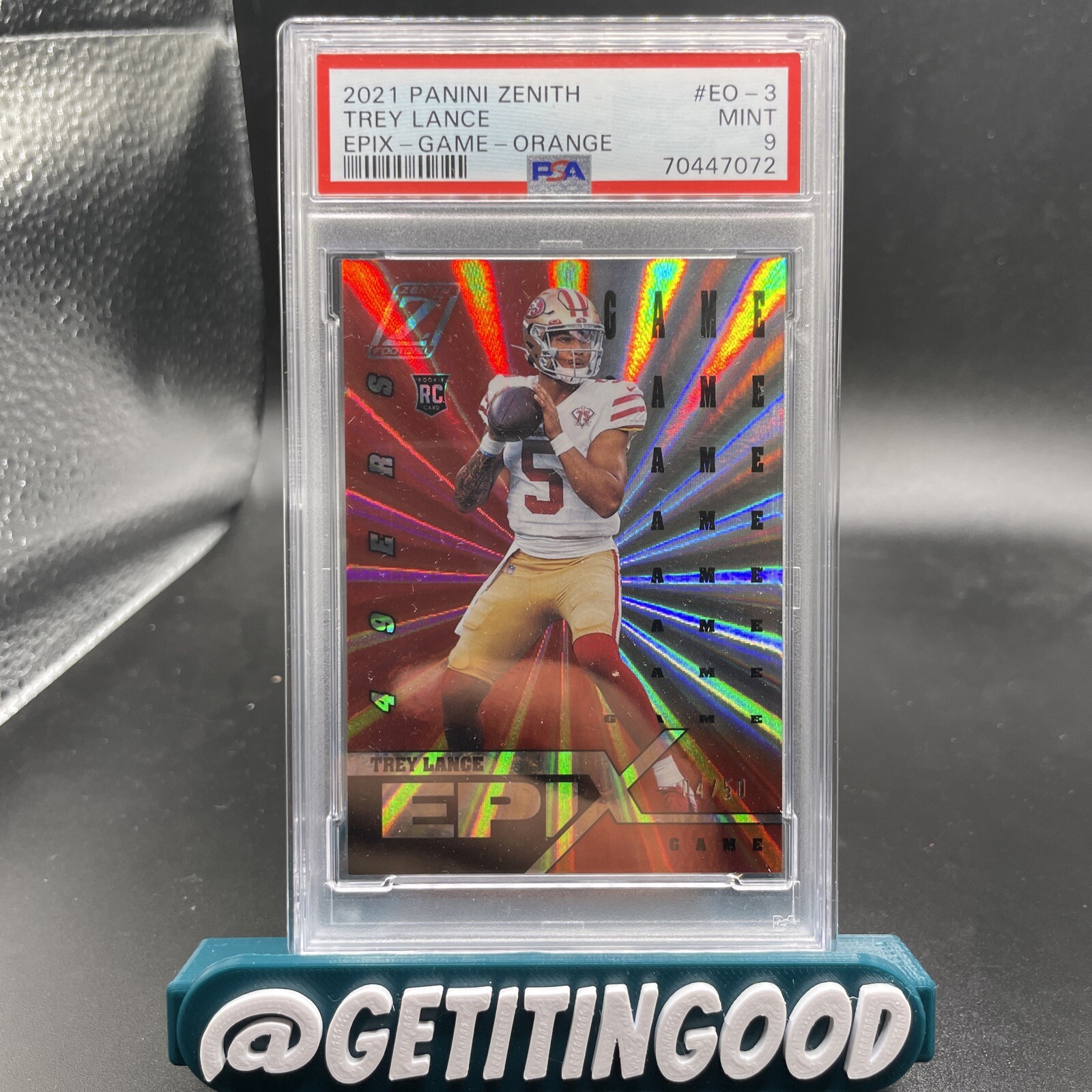 Trey Lance Panini Zenith Epix #EO3 Game-Orange