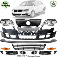 Front Bumper Cover & Headlight Assembly Kit For 2006-2010 Volkswagen Passat