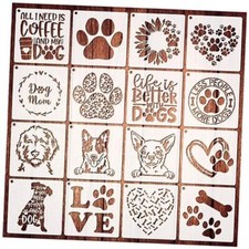 16 Pieces Dog Stencils Dog Paw Stencil for Painting on Wood Reusable 16 Dog