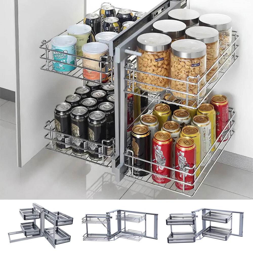Blind corner cabinet storage outlet