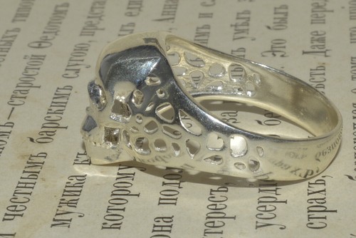 Men ring SILVER 925 STYLE Memento Mori Skull Mason VICTORIAN Vanitas doctor old - Picture 8 of 12