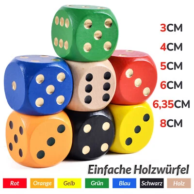 MARKENLOS Bunte Würfel 30mm-80mm Ersatzwürfel Augenwürfel Spielwürfel 3cm-8cm groß Holz