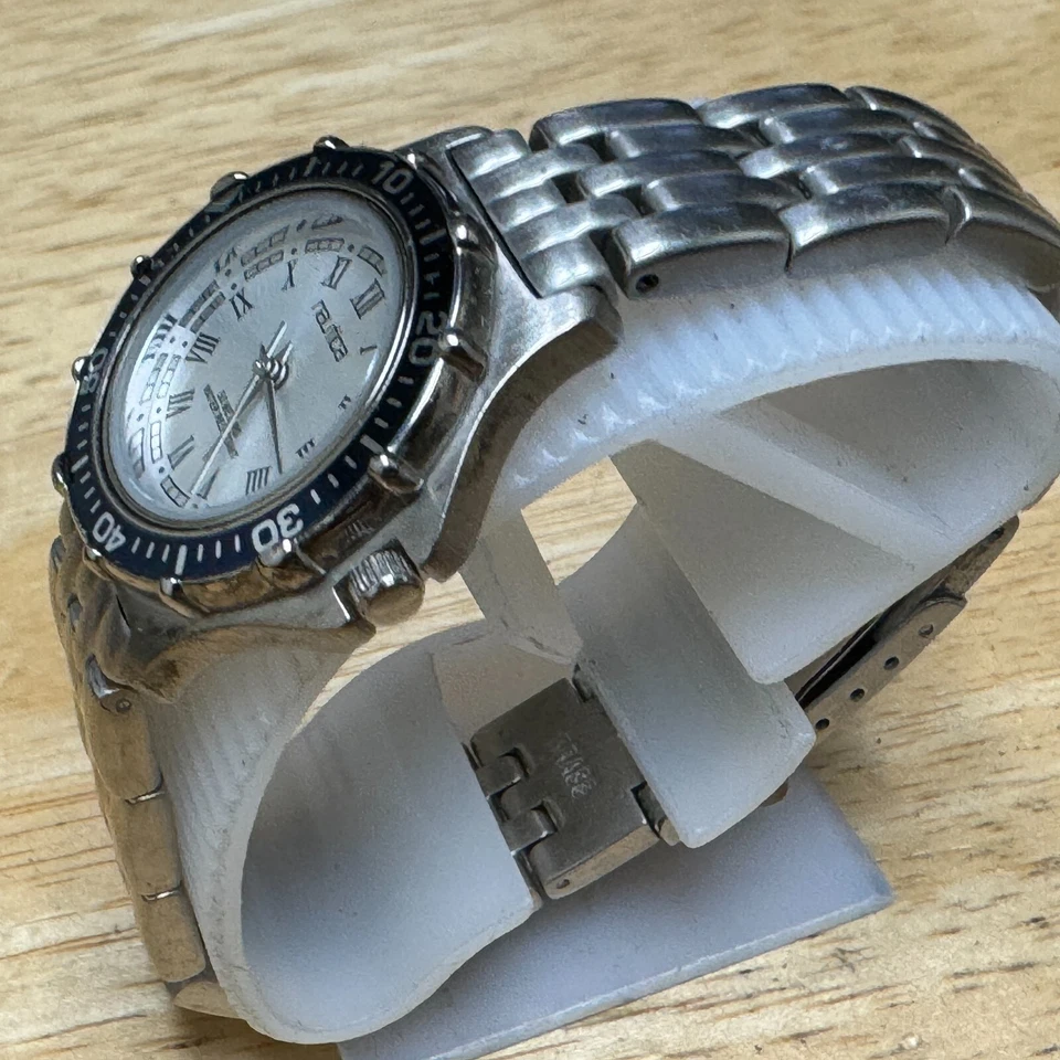 Vintage Nautica Quartz Watch Women 50m Silver Blue Rotating Bezel New Battery - image 4 of 4