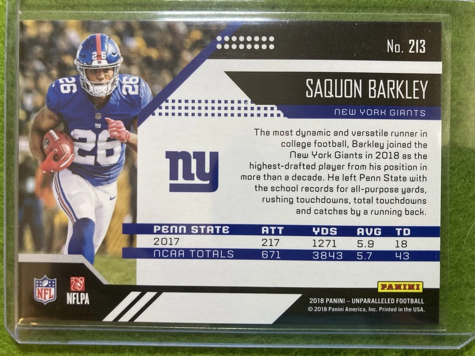 Saquon Barkley SILVER PRIZM ROOKIE CARD GIANTS RC 2018 Unparalleled MAKE A OFFER - Image 4 of 4