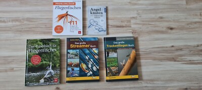 Fünf Bücher, drei gebunden, über das Fliegenfischen, alle NEU!
