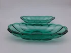 Vintage Set of 2 Anchor Hocking emerald green Glass relish Trays