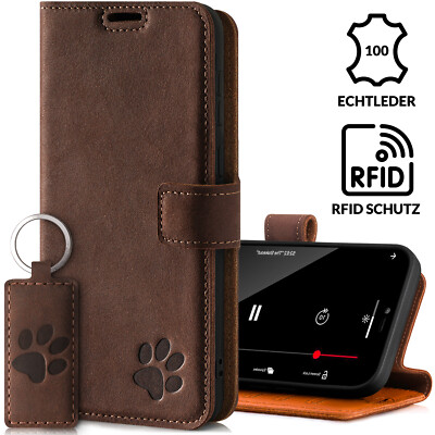 SURAZO  Echtleder Hülle Schutzhülle Flip Case Handyhülle Lederhülle Cover Tasche