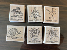 Stampin Up Wooden Rubber Stamps, Christmas, Wedding, Baby, Thank You
