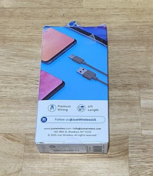 Just Wireless 6' TPU Type-C to USB-A Cable - Gray New - Image 2 of 2