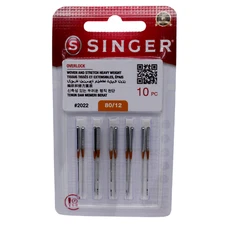 Pack of 10 Singer 2022 (ELX705) Needles for Home Overlock Sewing Machines