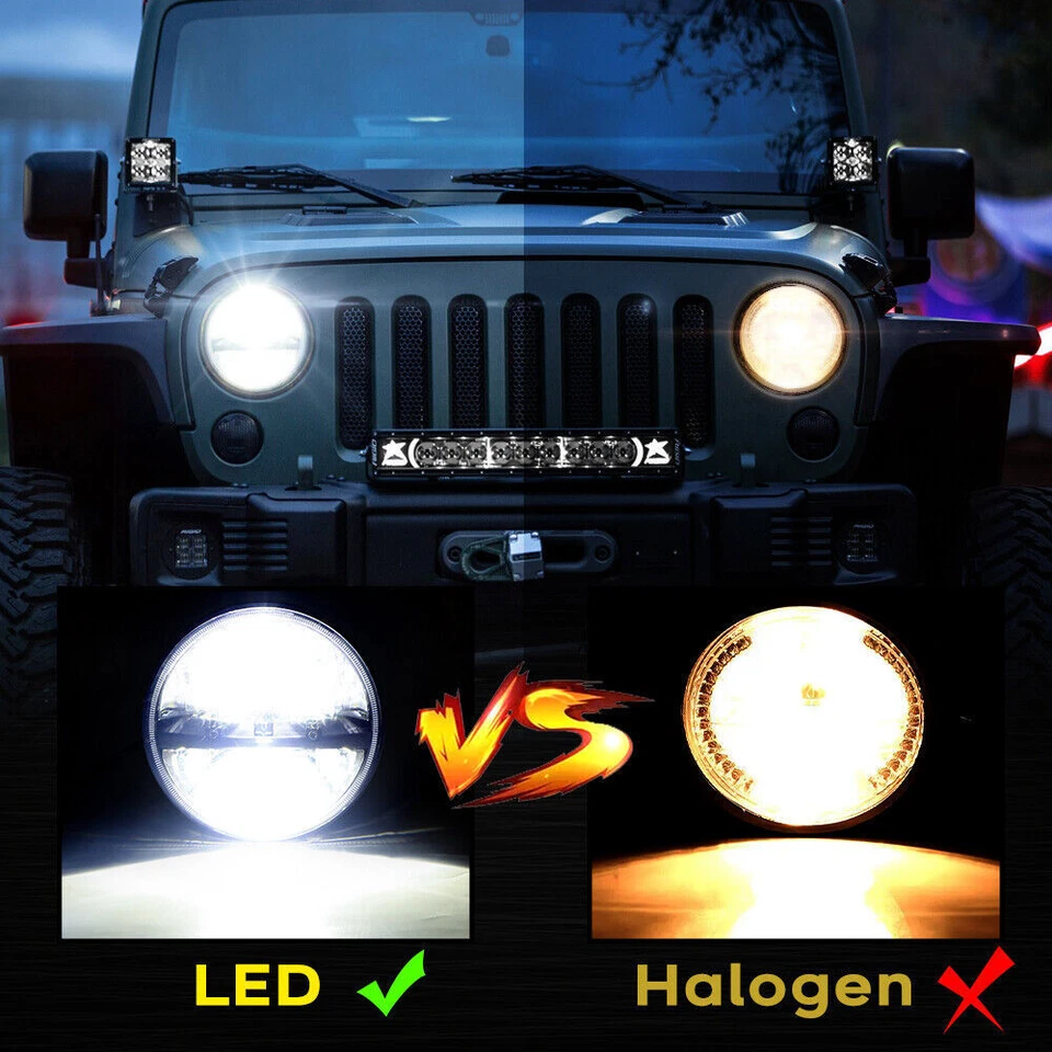 Pair 7" Round LED Headlights Hi/Lo For Chevy Truck 47-1957 C20/30 Pickup 61-1974 - Image 3 of 4