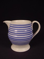 RARE 1800s SMALL 12 BAND PITCHER MOCHA WARE MOCHAWARE PEARLWARE STAFFORDSHIRE