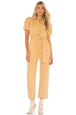 NWT $188 Sz L Anthropologie Boyish Vincent Jumpsuit Gold Rush Yellow Puff Sleeve