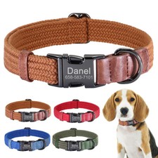 Soft Webbing Nylon Dog Collars Personalised Pet Puppy Custom Name Engraved Free