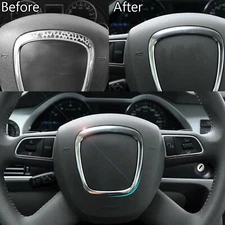 Car Chrome Trim Frame Steering Wheel Cover For AUDI A4 B6 B7 B8 A5 A6 C6 Q5 Q7