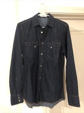 Paris Sandro Size Small DenimShirt Navy Blue Retail $195 MINT