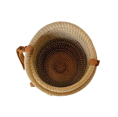 Handgefertigter Western Seil Korb Southwestern Baja Chic Ranch Lariat Kunst Dekor 9" Höhe - Bild 8 von 13