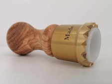 Cutterstamp Round Made of Brass with Olive Wood Handle - Diameter 38 mm
