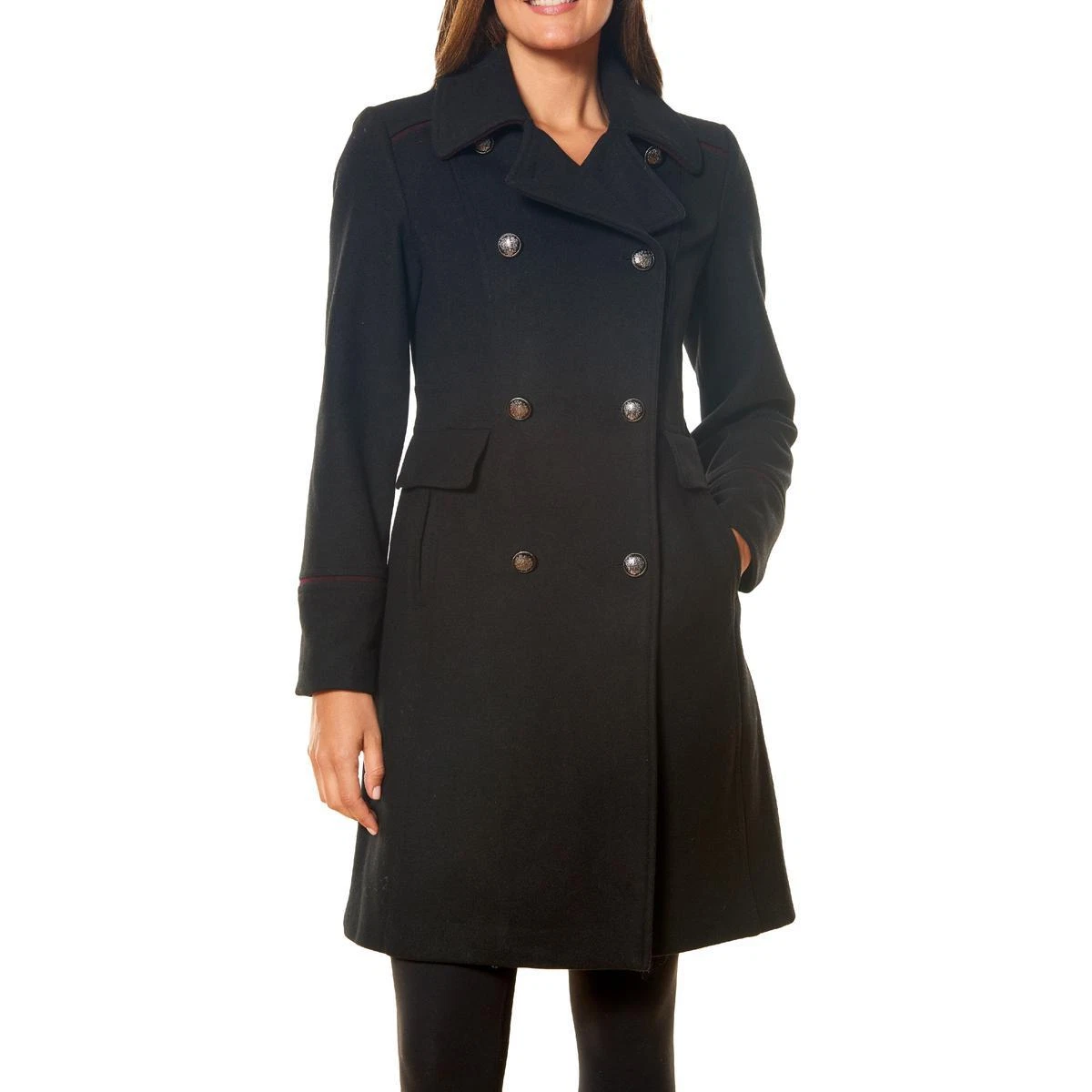 Vince Camuto Womens Wool Blend Double Breasted Wool Coat Outerwear BHFO  2443