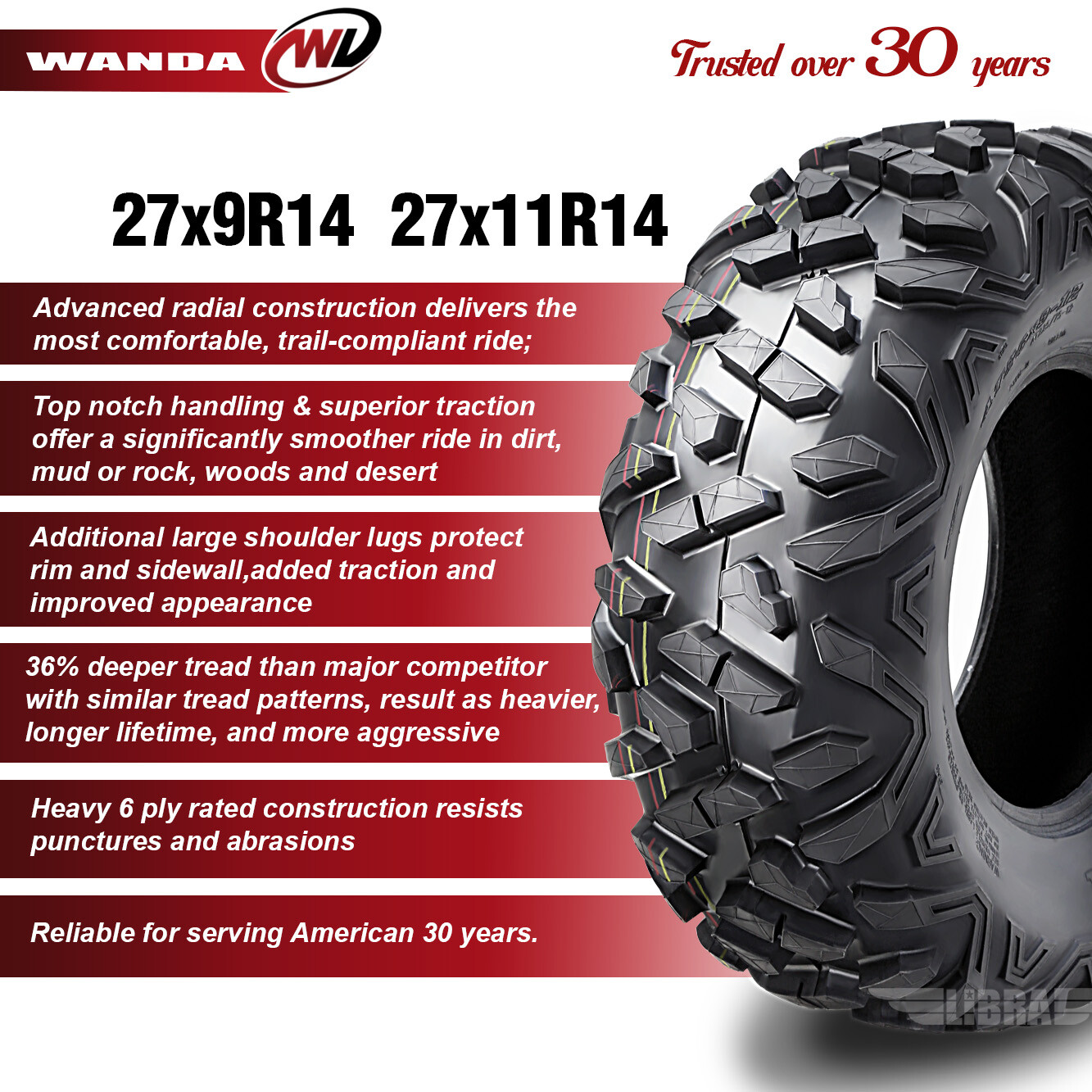 Set 4 ATV Tires 27x914 27x1114 for 1517 Polaris RZR 900XC 27x9x14