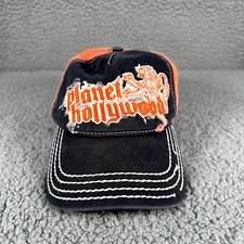 Vintage Planet Hollywood Orange Blue Embroidered Strapback Baseball Cap Logo Hat