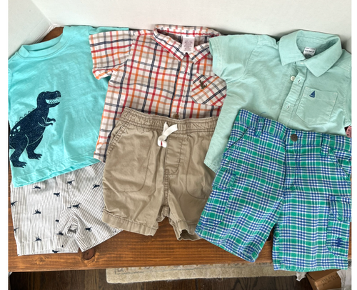 Toddler BOYS outfit LOT~size 12 months~3 Outfits Cotton Shorts Dress Shirts T