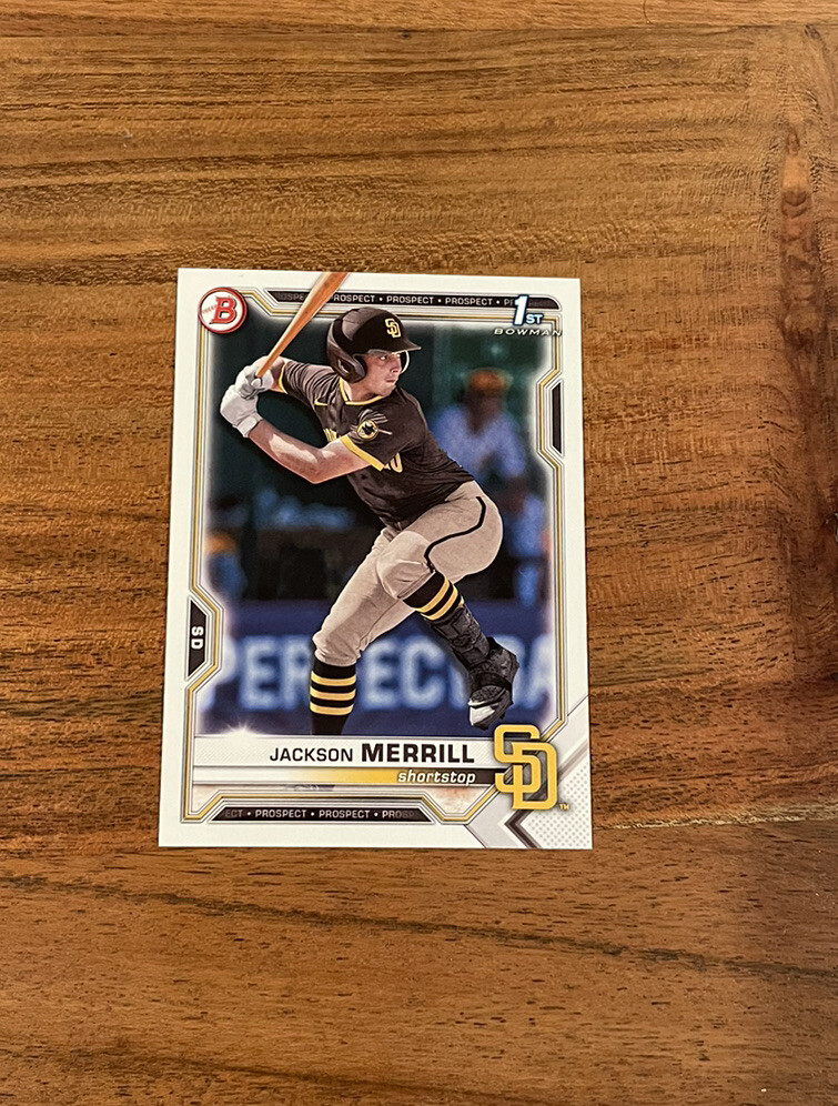Jackson Merrill 2021 1st Bowman Draft Paper Rookie NRMT+ RC Padres Top Prospect!